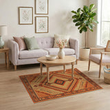 Vibrant Orange Southwestern Diamond Area Rug