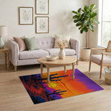 Fiery Cactus Sunset Desert Area Rug