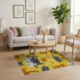 Playful Cartoon Cats Yellow Area Rug