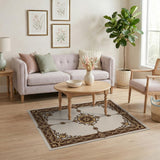 Traditional Persian Ornate Gold Floral Frame Area Rug