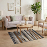 Bold Navy Tan Striped Area Rug