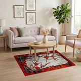 Red Plum Blossom Chinese Floral Area Rug