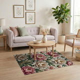 Vintage Blush Pink Peony Bouquet Area Rug