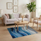 Modern Blue Wave Area Rug