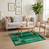 Abstract Green Grid Geometric Area Rug