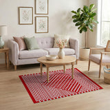 Bold Red Geometric Heart Diamond Area Rug