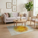 Golden Sun Mandala Distressed Vintage Rug