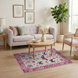 Pink Monarch Butterfly Floral Area Rug