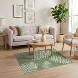 Green Fern Leaf Coastal Area Rug