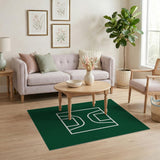 Green Geometric Basketball Hoop Area Rug