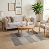 Modern Grey Woven Block Stripe Area Rug