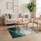 Geometric Green Mountain Sunrise Rug