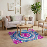 Multi-color and Patterns Vibrant Pink Mandala Tribal Area Rug