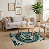 Hypnotic Green Mandala Geometric Area Rug