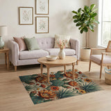 Orange Southwestern Cactus Bloom Area Rug