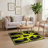Whimsical Black Cats on Vibrant Yellow Area Rug