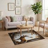 Brown and Tan Majestic Deer in Autumn Forest Rug