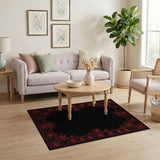Gothic Red Spider Web Border Area Rug