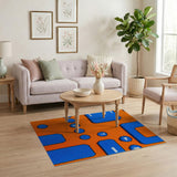 Retro Blue Keyboard Geometric Area Rug