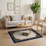 Ornate Navy and Gold Medallion Area Rug