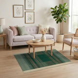 Emerald Green Geometric Stripe Area Rug