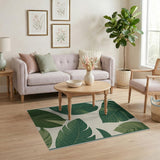 Oversized Monstera Leaves Green Area Rug