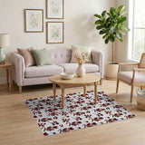 Vintage Red Leaf Heart Silhouette Area Rug