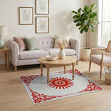 Red Ornate Papercut Sunburst Area Rug
