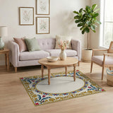 Ornate Gold Blue Persian Border Area Rug