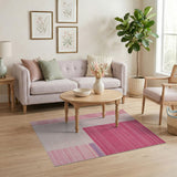 Vibrant Pink Striped Geometric Area Rug