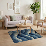Navy Blue Ocean Wave Area Rug