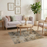 Distressed Beige Persian Medallion Area Rug