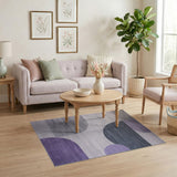 Geometric Modern Purple Grey Geometric Modern Area Rug