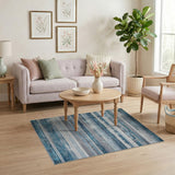 Blue Striped Geometric Modern Area Rug