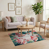 Pink Flamingo Coastal Area Rug