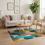 ODIKA Modern Coastal Surfboard Pattern Washable Area Rug - Low Pile Non-Slip Home Decor