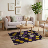 Purple Yellow 3D Hexagon Geometric Area Rug