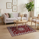 Red Snowflake Mandala Persian Area Rug