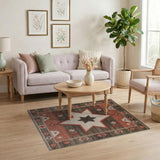 Southwestern Red Star Geometric Area Rug