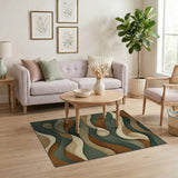 Multi-color and Patterns Abstract Wavy Green Area Rug