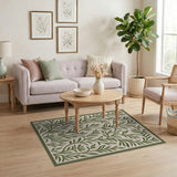 Green Leaf Cut-Out Floral Area Rug