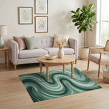 Abstract Area Green Fluid Green Wave Abstract Area Rug