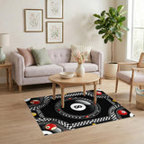 Black and White 8-Ball Geometric Area Rug
