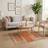 Orange Geometric Block Stripe Area Rug