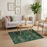 Emerald Green Abstract Fern Leaf Area Rug