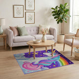 Magical Unicorn Rainbow Kids Kids Cartoon Area Rug