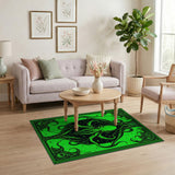 ODIKA Washable Cthulhu Neon Green Gothic Area Rug - Low Pile Non-Slip & Pet Friendly