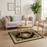 Gold and Silver Ornate Gold Border Traditional Persian Rug