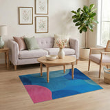 Blue Teal Abstract Bubble Overlap Area Rug