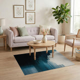Layered Blue Teal Geometric Area Rug